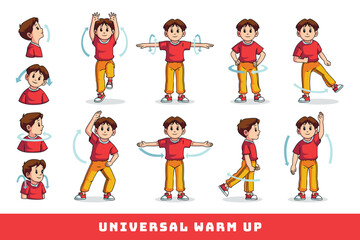  Cute Boy Doing Warming Up Illustration