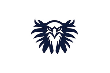 Obraz premium Powerful Eagle Logo Design Perfect for Branding. A bold dark navy blue graphic of an eagle's head and outstretched wings