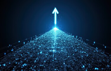 Abstract upward path of light, data network