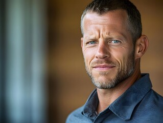 Naklejka premium Portrait of a Confident Middle-Aged Man with Graying Hair