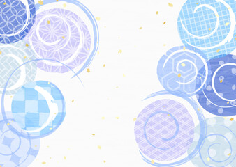 いろいろな和柄の和紙風テクスチャの背景イラスト