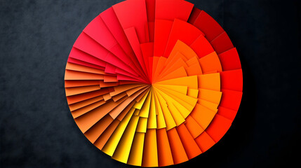 Obraz premium Circular design with layers of vibrant red orange and yellow hues on a textured dark backdrop