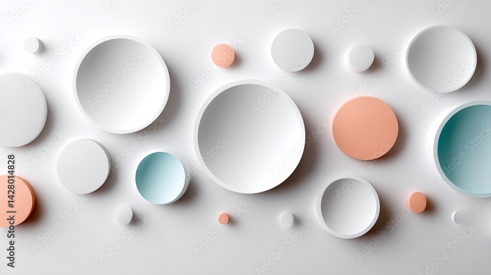 Poster white background with a lot of circles of different sizes and colors. the circles are arranged in a 