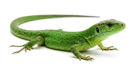 Fototapeta premium Vibrant Green Lizard Detailed Close-Up Photo of a Reptile