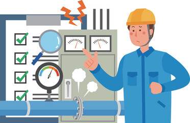 設備の日常点検をする男性作業員