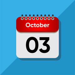 Fototapeta premium Modern Date Icon – October Calendar Template in Flat Style