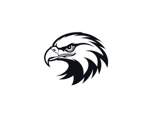 Powerful Eagle Head Logo Design. A bold stylized graphic of an eagle's head showcasing a strong and focused expression
