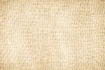 Brown sackcloth woven texture background in natural pattern. Jute hessian burlap, linen background in light beige cream color blank. Weaving canvas fiber line cotton cloth textured as organic.