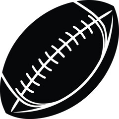 American Football Ball in Black | Bold Sports Silhouette Vector for Print, Game & Athletic Vector EPS Format