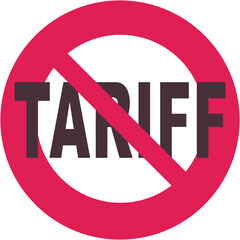 Tariff with a circular red strikethrough prohibition symbol in flat design style (cut out)	