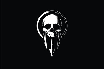 Human skull head with trident vector image
