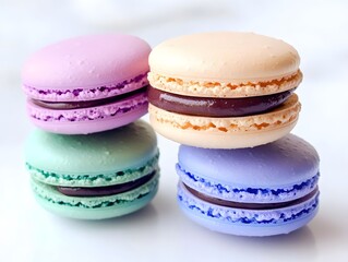 Fototapeta premium Delicious Pastel Macarons with Chocolate Ganache