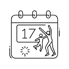 17 dance day icon, 17 dance day line art - simple line art of 17 dance day, perfect for 17 dance day logos and icons