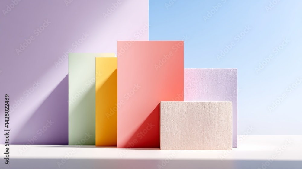 Poster row of colorful boxes, each with a different color. the boxes are arranged in a way that creates a s