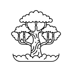 ancient tree icon, ancient tree line art - simple line art of ancient tree, perfect for ancient tree logos and icons