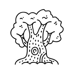 ancient tree icon, ancient tree line art - simple line art of ancient tree, perfect for ancient tree logos and icons
