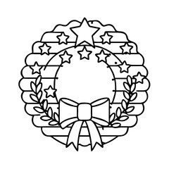 american flag wreath icon, american flag wreath line art - simple line art of american flag wreath, perfect for american flag wreath logos and icons