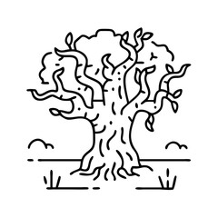 ancient tree icon, ancient tree line art - simple line art of ancient tree, perfect for ancient tree logos and icons