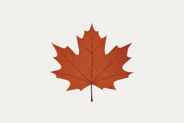 Isolated brown maple leaf with detailed veins on a simple white canvas