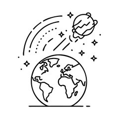 aurora borealis from space icon, aurora borealis from space line art - simple line art of aurora borealis from space, perfect for aurora borealis from space logos and icons