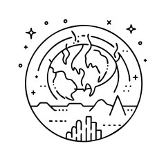 aurora borealis from space icon, aurora borealis from space line art - simple line art of aurora borealis from space, perfect for aurora borealis from space logos and icons