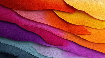 Close-up of colorful textured tissue paper sheets layered in a vibrant rainbow spectrum
