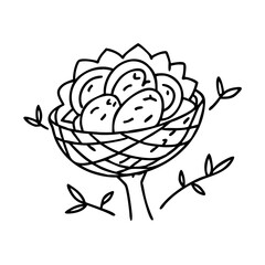 bird nest in a tree icon, bird nest in a tree line art - simple line art of bird nest in a tree, perfect for bird nest in a tree logos and icons