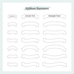 シンプル、ミニマルなラインだけのリボンバナーセット