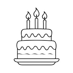 birthday cake icon, birthday cake line art - simple line art of birthday cake, perfect for birthday cake logos and icons