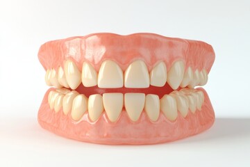 Obraz premium Front teeth are missing, with a full tooth and gums on a white background