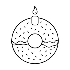 birthday candle in doughnut icon, birthday candle in doughnut line art - simple line art of birthday candle in doughnut, perfect for birthday candle in doughnut logos and icons