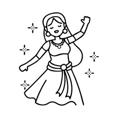 bollywood dancer icon, bollywood dancer line art - simple line art of bollywood dancer, perfect for bollywood dancer logos and icons