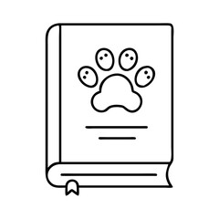 book with paw print for animal stories icon