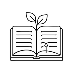book with plant sprout icon, book with plant sprout line art - simple line art of book with plant sprout, perfect for book with plant sprout logos and icons