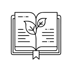 book with plant sprout icon, book with plant sprout line art - simple line art of book with plant sprout, perfect for book with plant sprout logos and icons