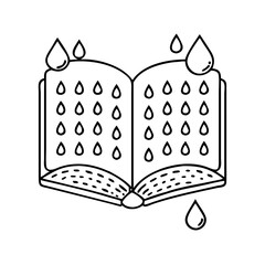 book with rain for cozy reading icon, book with rain for cozy reading line art - simple line art of book with rain for cozy reading, perfect for book with rain for cozy reading logos and icons
