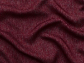 Deep Red Textured Fabric Drape Background, Wrinkled Linen Cloth Texture