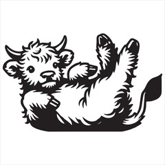 Fluffy baby cow clipart highland calf art

