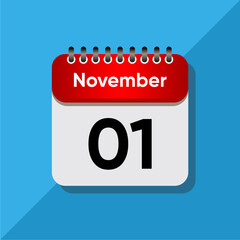 Fototapeta premium Bold Red November Icon – Minimalist Daily Calendar Design