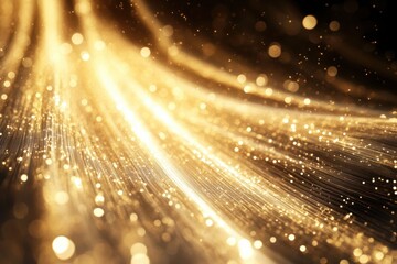 Fototapeta premium Golden light rays create a mesmerizing shimmering effect in a dark background