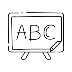 chalkboard with abcs icon, chalkboard with abcs line art - simple line art of chalkboard with abcs, perfect for chalkboard with abcs logos and icons