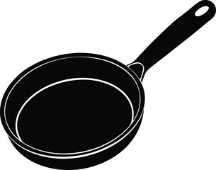 Frying Pan Silhouette in Black | Kitchen Cookware Vector