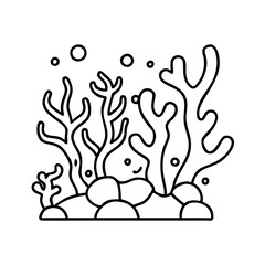 coral reef icon, coral reef line art - simple line art of coral reef, perfect for coral reef logos and icons