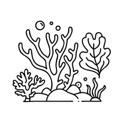 coral reef icon, coral reef line art - simple line art of coral reef, perfect for coral reef logos and icons