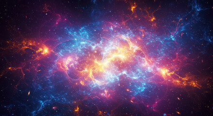 A captivating view of a stunning nebula with bright and colorful cosmic clouds.