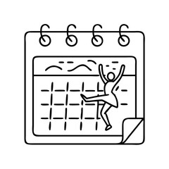 dance class schedule icon, dance class schedule line art - simple line art of dance class schedule, perfect for dance class schedule logos and icons