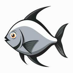 Obraz premium Silver pomfret fish vector style illustration art.