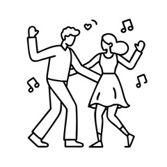 dancing couple icon, dancing couple line art - simple line art of dancing couple, perfect for dancing couple logos and icons
