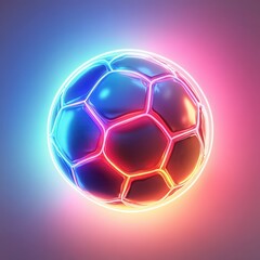 Fototapeta premium football ball, on white neon background.