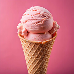 close up of ice cream over pink background